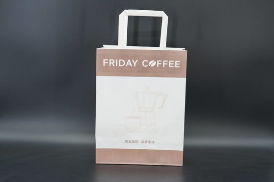 Safe Compostable Kraft Paper Bags Lightweight with Flat Rope Handle