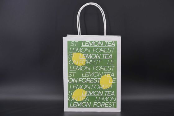 Sturdy White Paper Carrier Bags Renewable Retail Paper Bags With Handles