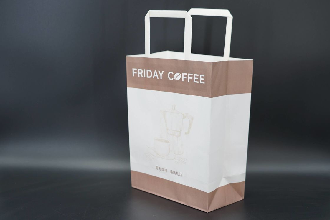 Safe Compostable Kraft Paper Bags Lightweight with Flat Rope Handle