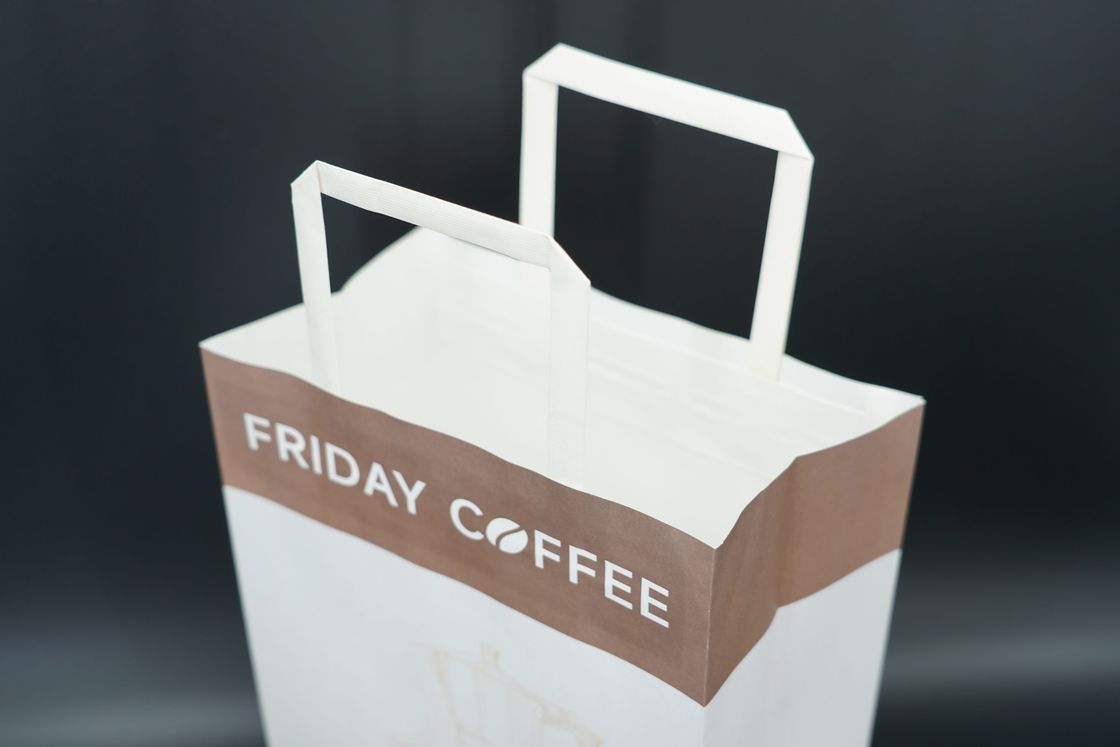 Safe Compostable Kraft Paper Bags Lightweight with Flat Rope Handle