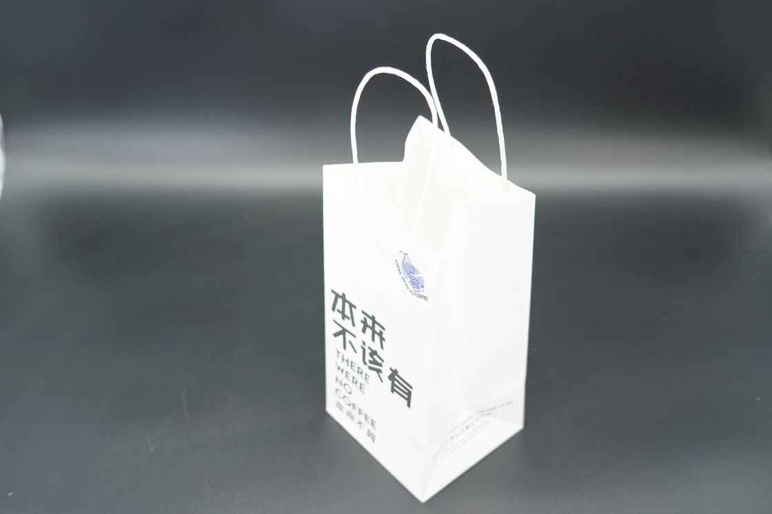 Recycled Takeout Small Kraft Paper Bags With Handles Twisted